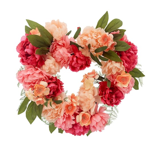 18&#x22; Valentine&#x27;s Day Peony Heart-Shaped Wreath by Ashland&#xAE;
